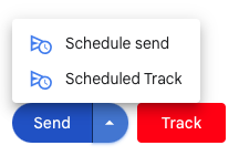 A new "Scheduled Track" button is added to the "More" menu on the Send Button on Compose Window